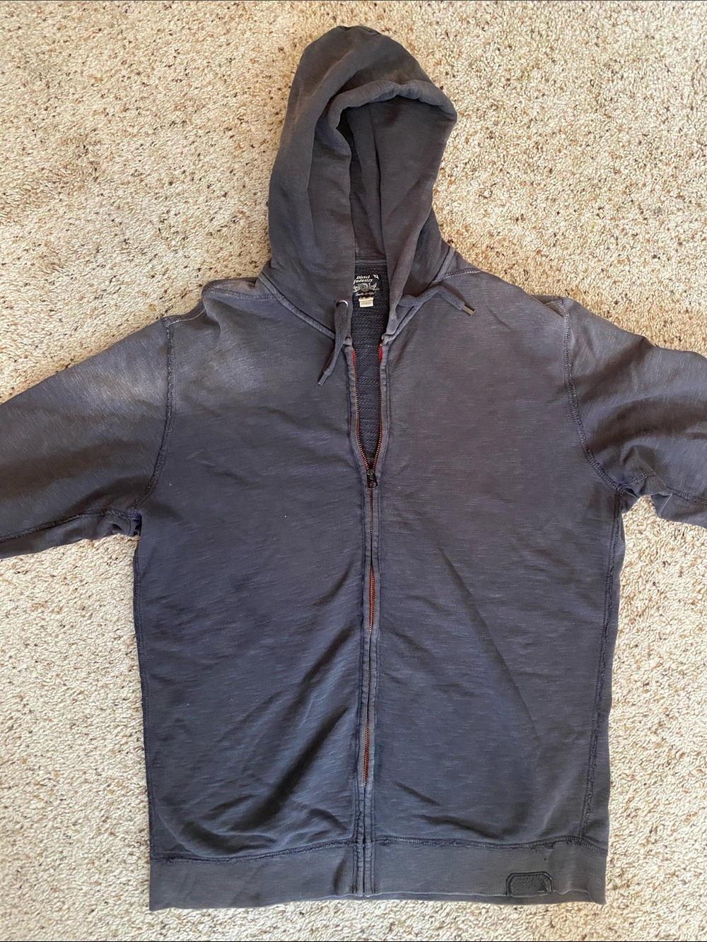 Diesel Distressed Men's Charcoal Zip-Up Hoodie